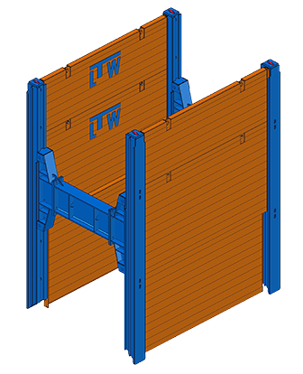 Doppelgleitschiene Paralellverbau mit H-Laufwagen