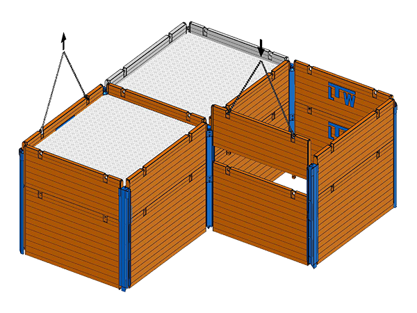 Eck Schächte mit 3-seitigen- und 4-Seitigenträgern